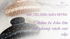 Kẹp tóc retro đơn giản chấm bi