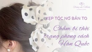 Kẹp tóc nơ bản to chấm bi