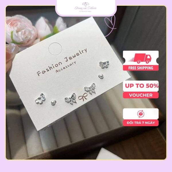 khuyên tai bạc 925 phối bướm