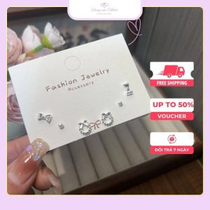 khuyên tai bạc phối tròn