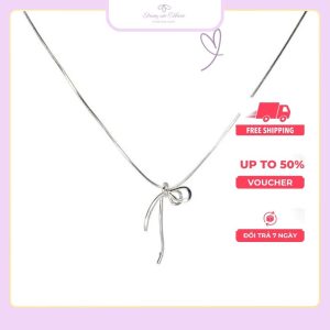 Dây chuyền bạc nơ phong cách hàn quốc