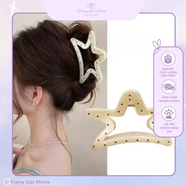 Kẹp tóc ngôi sao chấm bi dễ thương