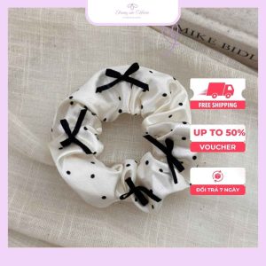 Scrunchies buộc tóc đuôi ngựa chấm bi
